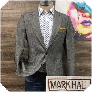 VINTAGE Mens Tweed Blazer Sport Coat Casual Jacket Size 36R Classic Wool Suit